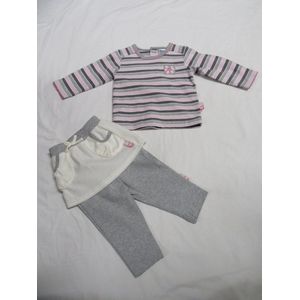 dirkje , meisje , kledingset , t-shirt  rok en legging , grijst /gebroken wit ,  56 - 1 maand