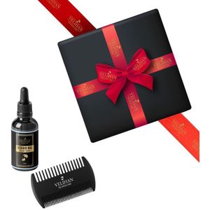 Velihan Beardcare - Baardverzorging Duo Pack Baardolie Clary Sage & Baardkam - Cadeau voor mannen - Vaderdag Cadeau - Cadeau voor hem - Cadeau voor Kerst - Valentijdsdag mannen - Giftset mannen - Geschenkset man - Cadeauset verjaardag
