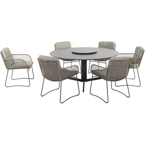 Embrace Aprilla dining tuinset 160 cm rond 7 delig HPL Pure 4 Seasons Outdoor