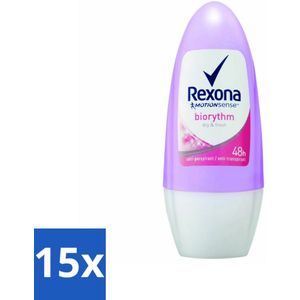 Rexona - Biorythm - Deo Roll-on - Anti-transpirant - Anti-perspirant - 50 ml - Bulkverpakking - 15 stuks