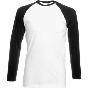 Fruit Of The Loom Heren baseballshirt met lange mouwen (Wit/Zwart)