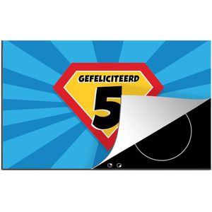 KitchenYeah® Inductie beschermer 80.2x52.2 cm - Verjaardag - 5 jaar - Kind - Superheld - Kookplaataccessoires - Afdekplaat voor kookplaat - Inductiebeschermer - Inductiemat - Inductieplaat mat