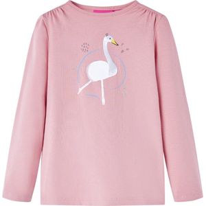 vidaXL - Kindershirt - met - lange - mouwen - 116 - lichtroze