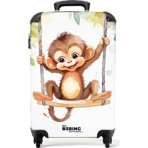 NoBoringSuitcases.com® - Baby koffer aap - Reiskoffer trolley jungle - 55x35x25