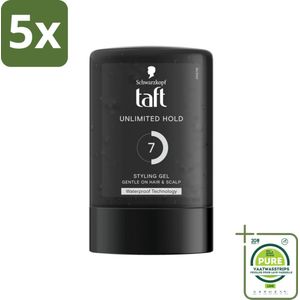 5 x Taft - Unlimited Hold 7 - Styling Gel - Onbegrensde hold - 300 ml - Grootverpakking - Haargel - Taft - Unlimited Hold - Sterke Fixatie - Waterbestendig