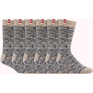 Canadese thermo sokken | Wollen sokken | Maat: 35 t/m 46 | Kleur: Blauw | 6 Paar