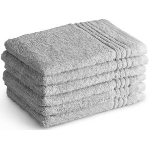 PHLOX Washand Supreme Collectie - 16x21 cm - 6 stuks - OEKO-TEX Made in Green - 600 g/m2 zacht katoen - licht grijs