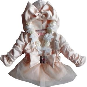 Maat 56 kinderjas Zomerjas creme met creme tule bloemen baby en kind Jas bloemen roos kinderjas strik
