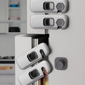 Kinderbeveiliging koelkastslot - 4 stuks - geen gereedschap nodig - grijs - kinderveiligheid ovensluitingen .