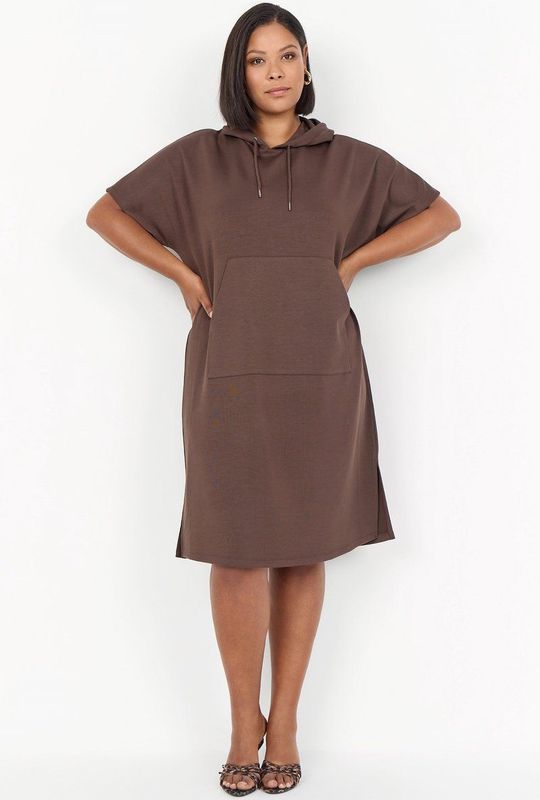 Wasabi Concept - SABINA - Jurk - Donkerbruin - Knielengte