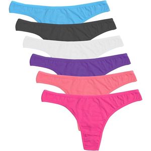 Dames Strings 6-Pack Katoen Ademend Slipje Bikini Ondergoed