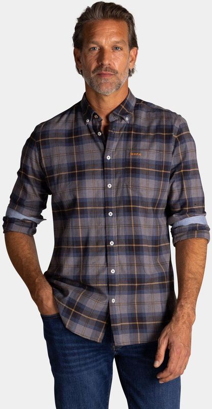 NZA - Grijze katoenen overhemd stretch