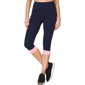Merry Style Dames Leggings - Sport - Vrijetijdsbroek - ¾ Lang - Katoen - Marineblauw/apricot - S - MS-MS10-379-LE