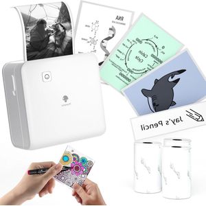 300 dpi Miniprinter Thermische - werken met 152553 mm papier - smartphone stickers - 3 papierrollen - studie foto's - cadeau etiketten mini printer