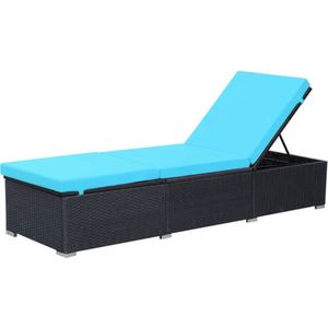 vidaXL - Ligbed - Zwart - Poly Rattan - Inclusief Kussen