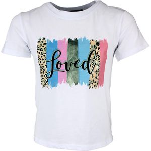 S&C Shirtje Loved wit Kids & Kind Meisjes Wit - Maat: 110/116
