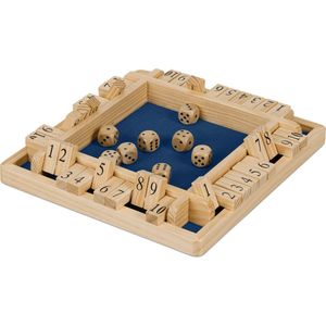 Relaxdays shut the box - 4 spelers - hout - getallen 1 tot 10 - bordspel - 8 dobbelstenen