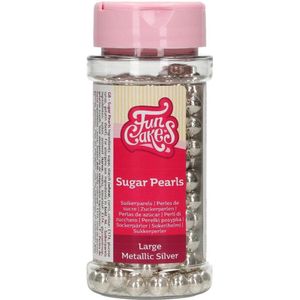 FunCakes Suikerparels - Large - Metallic Zilver - 80g - Sprinkles Taartdecoratie