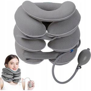 Nekstretcher met Cervicale Kraag - Nektractie-Apparaat - Nekverlichtingshulpmiddel - Verstelbare Opblaasbare Cervicale Kraag - Grijs