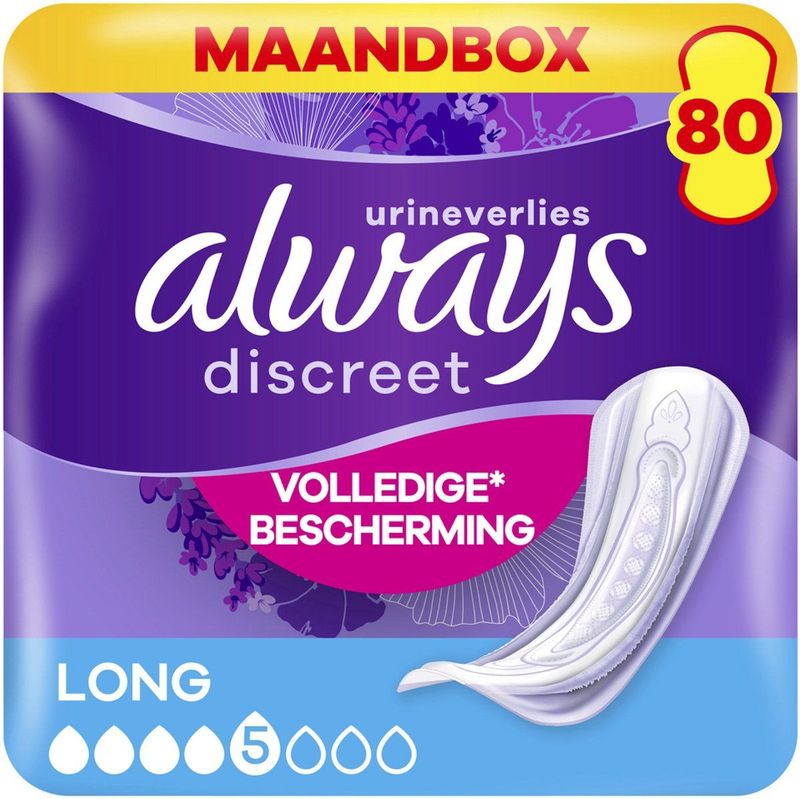 Always Discreet Verband Voor Urineverlies - Plus Long - Voordeelverpakking 4 x 20 stuks