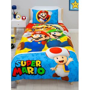 Nintendo - Super Mario - Dekbedovertrekset - Eenpersoons - Omkeerbaar - Inclusief Kussensloop