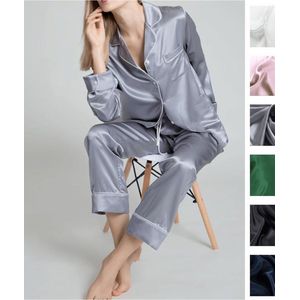 Dames zijden pyjama set , Mairne blauw, S