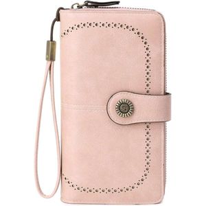 portemonnee dames - drukknopen en ritssluiting - Roze - PU-leer - RFID - Dames Portemonnee