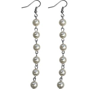 Fako Bijoux® - Parel Oorbellen - String Of Pearls - 8mm - Zilverkleurig