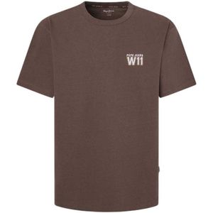 Pepe Jeans - PM509639 Alderburgh - T-shirt - Bruin - Korte Mouwen - Biologisch Katoen