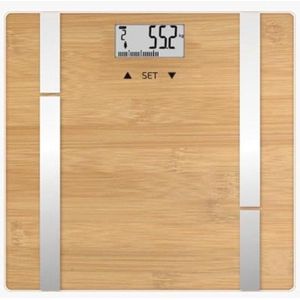 Elektronische Personenweegschaal met Impedantiemeter en Natuurlijke Bamboe Afwerking
