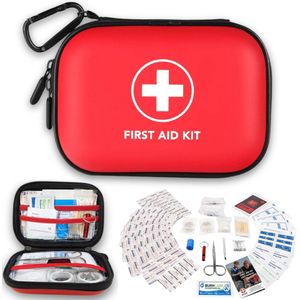 Livewell 104-Delige EHBO kit voor onderweg Incl. Gratis wondverzorging Gids – Verbanddoos - Waterafstotend – Auto verbanddoos - Reis EHBO kit - Eerste hulp kit - Pleisters - ongevallen kit - First aid kit - Vakantie verbanddoos - Fiets EHBO kit