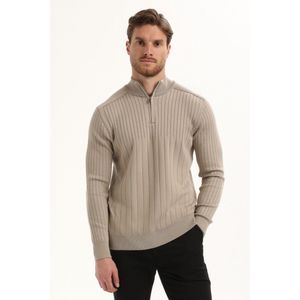 Gabbiano Trui Halfzip Trui Met Streepstructuur 615768 4445 Taupe Mannen Maat - S