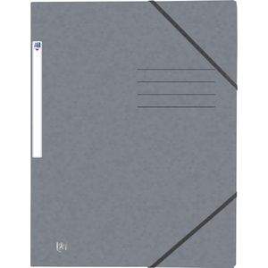 Oxford Top File + - elastomap - 3 kleppen - elastiek - A4 - grijs - pak 10 stuks