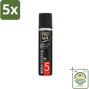 5 x Proset Haarspray Mega Sterk 300 ml - Grootverpakking - Haarspray - Mega Strong - 48 Uur Houdbaar - Extra Volume - Gezond Haar