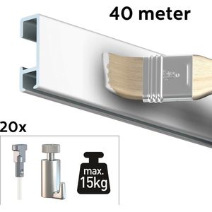 Artiteq Schilderij Ophangsysteem 40 meter All-in-one Click Rail 15kg / Wit Primer RAL 9016