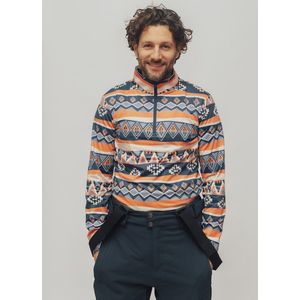 Emski - Skipully heren - trui met kwart rits - voor onder de skijas - blauwe print - mannen Pully