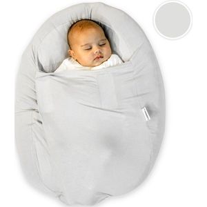 Mimmti Sleepynest relaxhoes voor voedingskussen Grijs - voedingskussen hoes - sluitbare relaxhoes voor baby's - inbakerfunctie - voedingshoezen