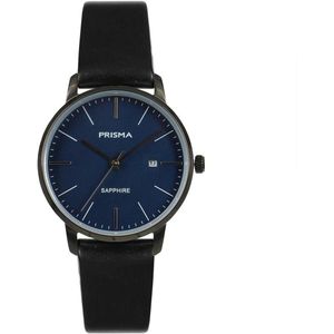 Prisma Horloge P.2098.181E - Zwart Edelstaal Datum Blauw