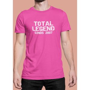 2007 Jaar Roze T-shirt heren - Maat S - Total Legend - Verjaardag Cadeau Mannen - Limited Edition