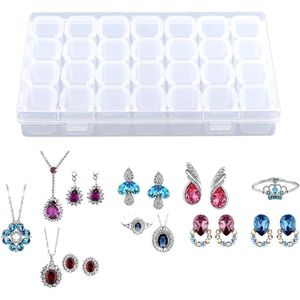 Allecto plus - Pillenorganizer met 28 verstelbare vakjes voor medicijnen en sieraden, transparant plastic, doorzichtig design