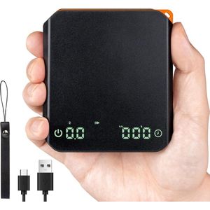 Koffieweegschaal met timer precisie 01 g - espressoweegschaal met 3 modi - koffieschaal met led-display - oplaadbare keukenweegschaal - digitaal zwart - barista-accessoire