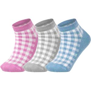 ESPRIT - Pixel Checks - Sneakersokken - Wit Blauw - 3-pack - Ademend