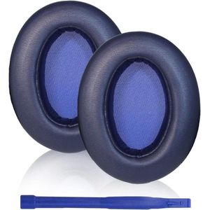 Allecto Plus - Blauwe Oorkussens Compatibel met Over-Ear Hoofdtelefoon, Reserve Oorkussens met Geluidsisolerend Schuim - Drukknoop Design
