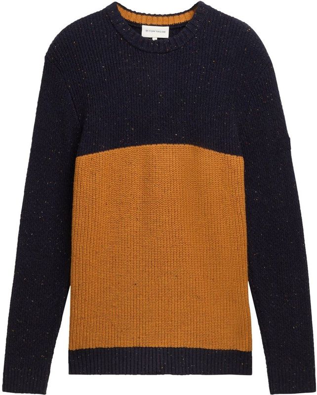 TOM TAILOR heren trui, 37027 - Navy Peanut Nep Colorblock, XXL