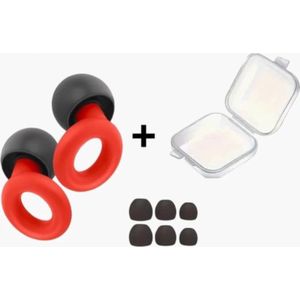Oordoppen Slapen - Reizen - Overprikkeling - Earplugs - Rood - SNR 26 dB - Sleep Plugs - Inclusief Opbergdoosje - Festival Oordopjes - Herbruikbare Gehoorbescherming - Sport Oordopjes - Oordoppen Zwemmen - 8 Dop