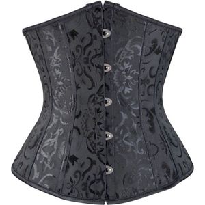 maat 32 (XS) - Dames Korset zwart - zwart corset - Gothic corset - verkleed korset - Sexy korset - Zwart