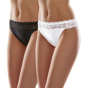 Merry Style Dames Slip Onderbroek - Katoen - Regular Taille - 2-Pack - MS-GAB-24-Panties-nnn-2P - (2Pack) Zwart/Wit - S