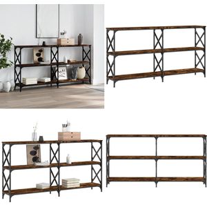 vidaXL - Wandtafel - 156x28x80,5 - cm - bewerkt - hout - gerookt - eikenkleurig