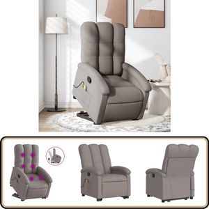vidaXL Sta-op-massagestoel - Verstelbaar - Stof - Taupe Stoel Massageren - Elektrisch Opstaande Stoel - Ergonomische Stoel - Relaxfauteuil - Gezinsvriendelijk Meubilair