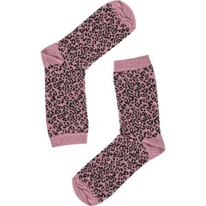 Glittersokken Luipaard - Zwart/Roze
